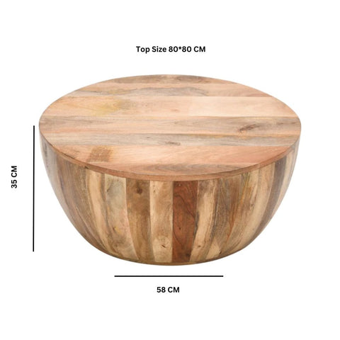 Surrey Solid Wood Drum Coffee Table