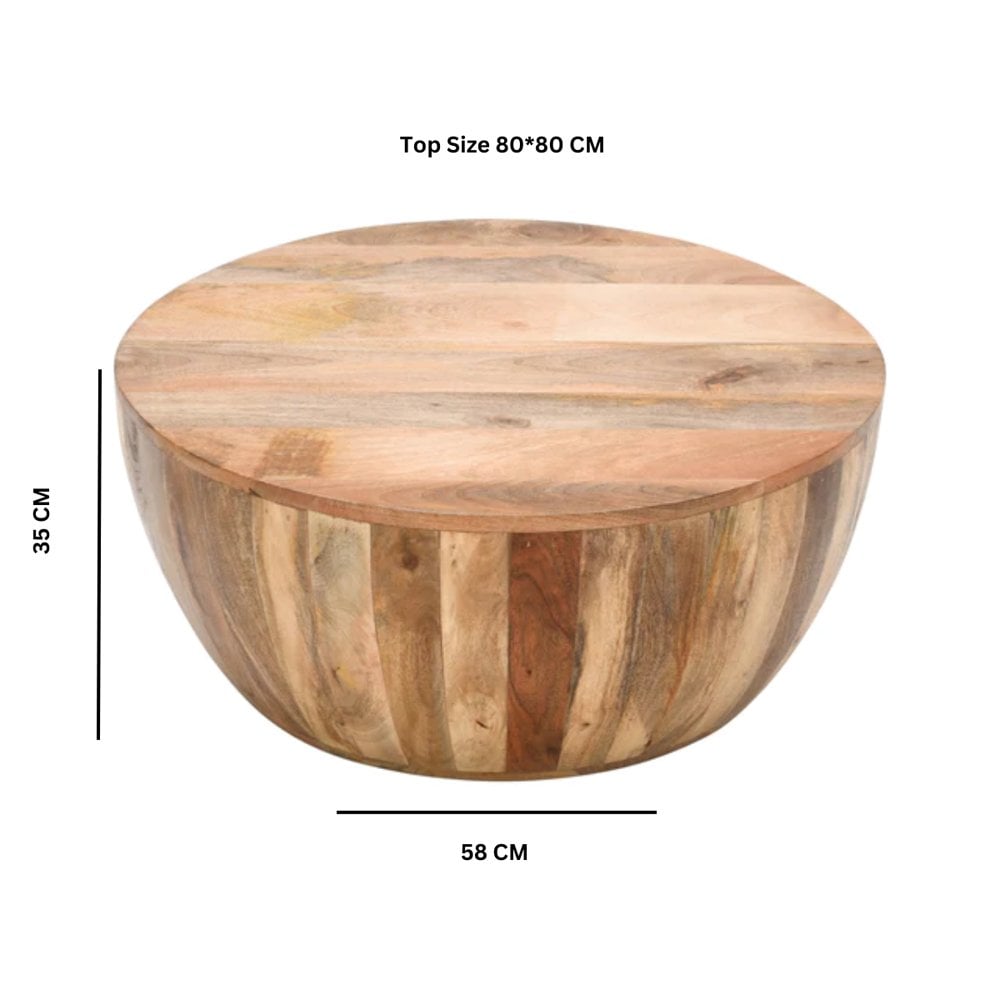 Surrey Solid Wood Drum Coffee Table