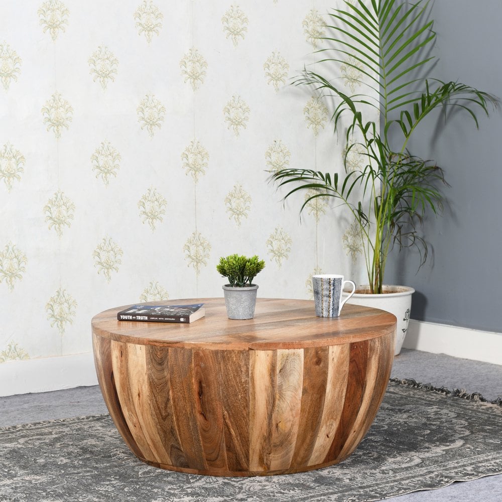 Surrey Solid Wood Drum Coffee Table