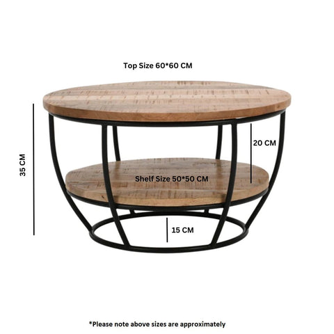 Surrey Solid Wood & Metal Coffee Table With Shelf