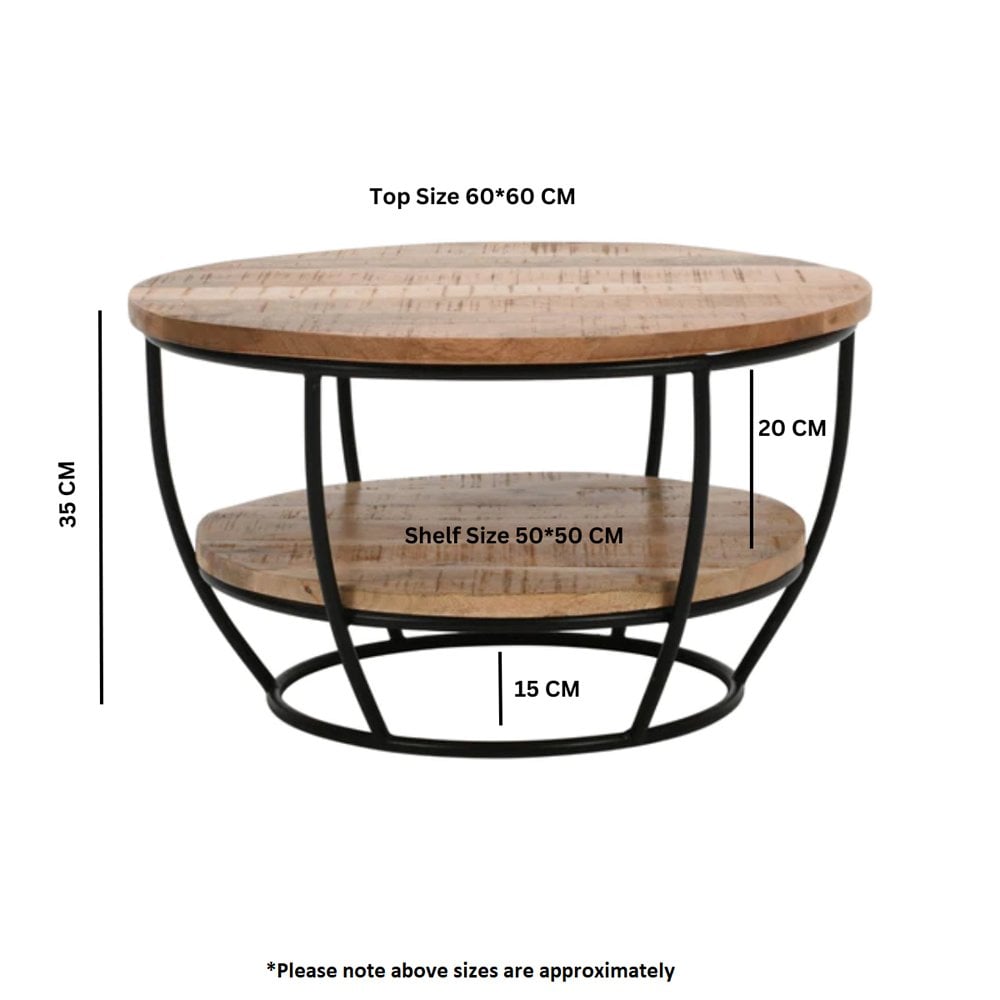 Surrey Solid Wood & Metal Coffee Table With Shelf