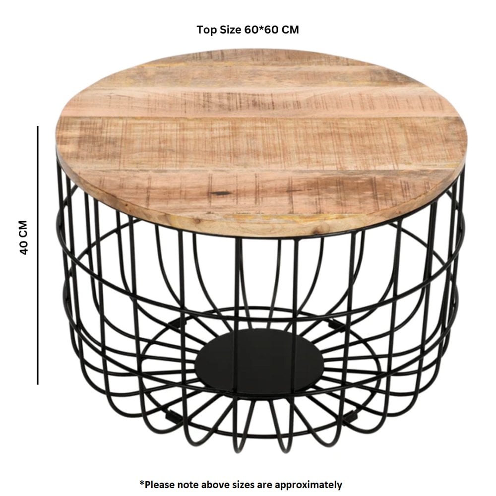 Surrey Solid Wood & Metal Wire Coffee Table