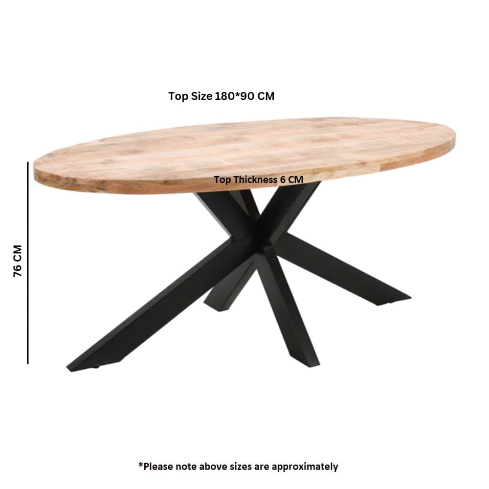 Surrey Solid Wood & Metal Oval Dining Table 6-8 Seater