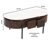 Opal Mango Wood Rectangular Fluted Coffee Table With Marble Top & Metal Legs