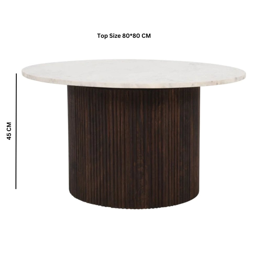 Opal Mango Wood Coffee Table With Marble Top