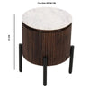 Opal Mango Wood Side Table With Marble Top & Metal Legs