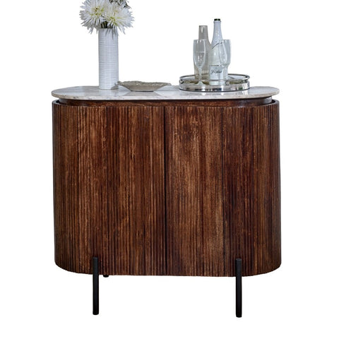 Opal Solid Wood Sideboard/drinks Cabinet With Marble Top & Metal Legs