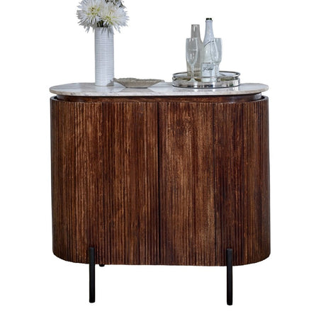 Opal Solid Wood Sideboard/drinks Cabinet With Marble Top & Metal Legs