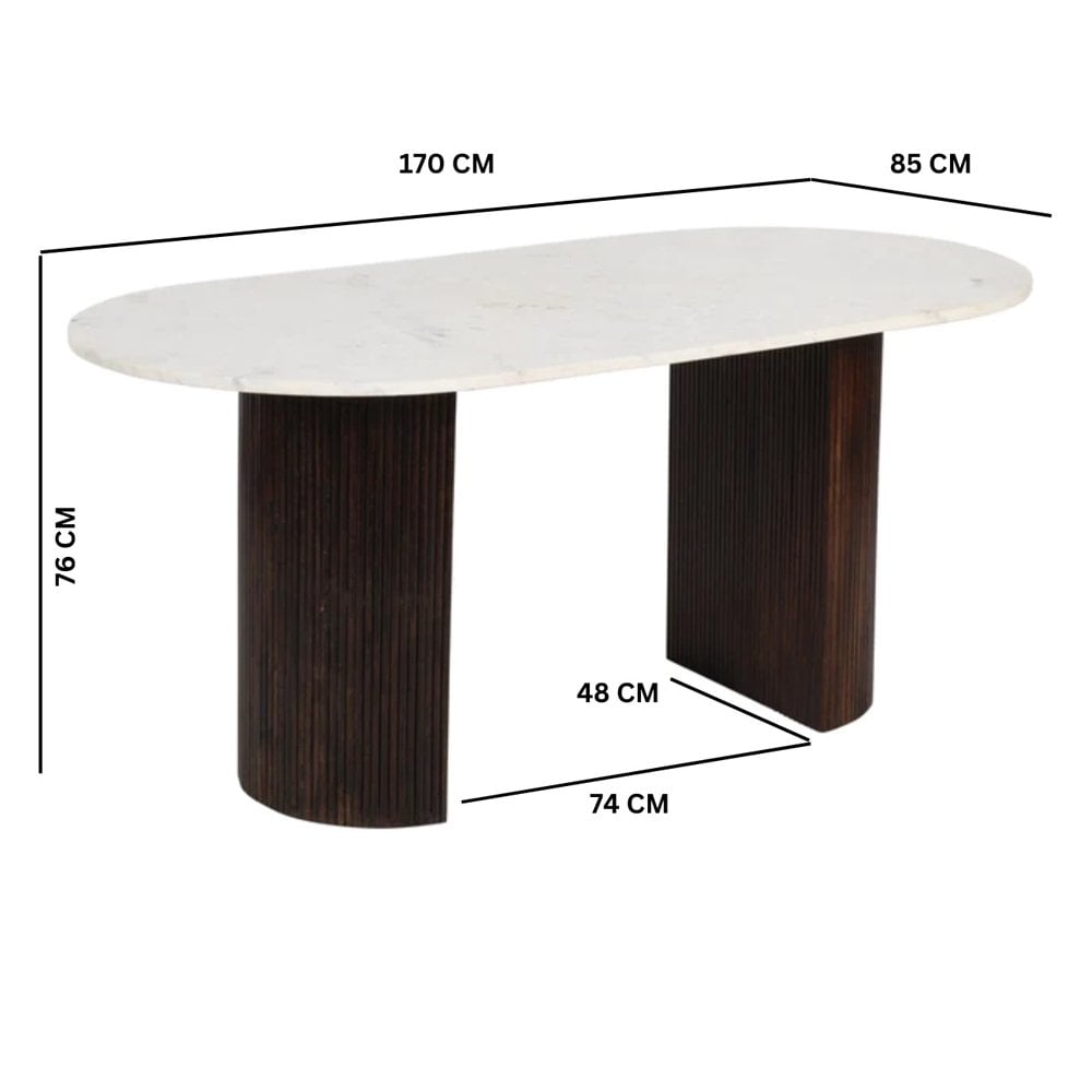 Opal Mango Wood Dining Table 170cm With Marble Top