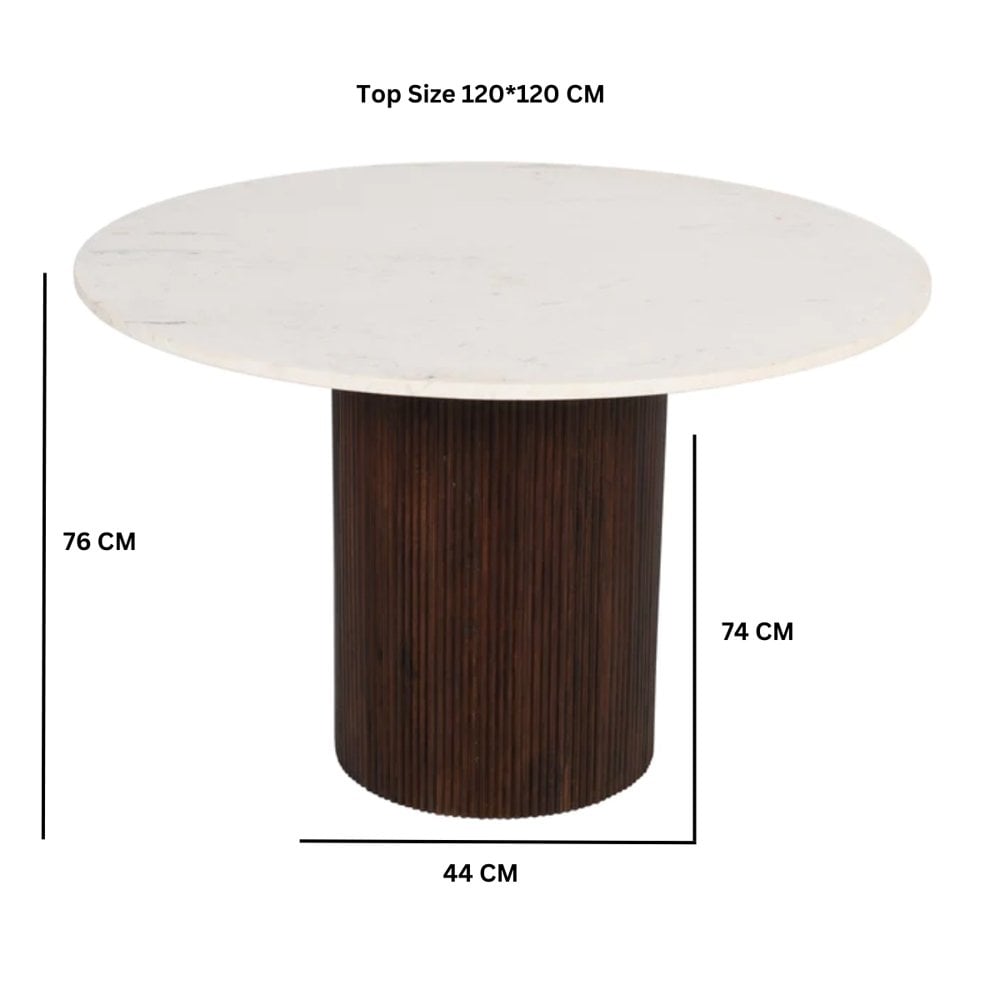 Opal Mango Wood Dining Table Round With Marble Top