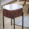 Opal Mango Wood Bedside Table With Marble Top & Metal Legs