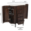 Opal Mango Wood Wide Chest Of Drawers With Marble Top & Metal Legs