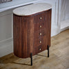 Opal Mango Wood Wide Chest Of Drawers With Marble Top & Metal Legs