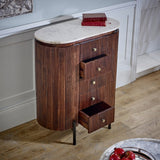 Opal Mango Wood Wide Chest Of Drawers With Marble Top & Metal Legs