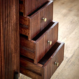 Opal Mango Wood Wide Chest Of Drawers With Marble Top & Metal Legs