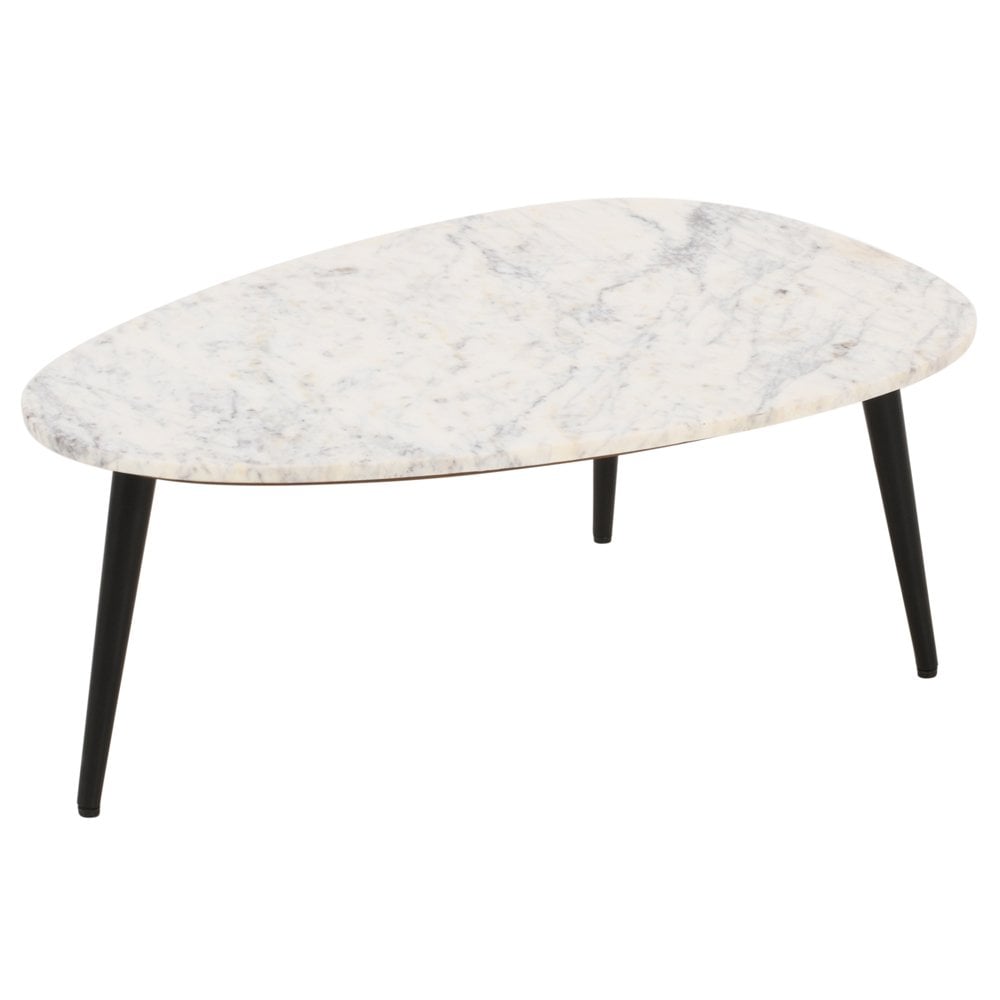 Opal Coffee Table With White Marble Top & Metal Legs