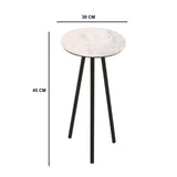 Opal Side Table With White Marble Top & Metal Legs