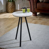 Opal Side Table With White Marble Top & Metal Legs