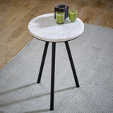 Opal Side Table With White Marble Top & Metal Legs