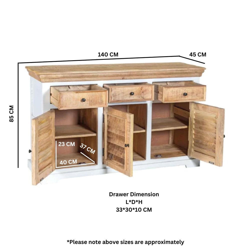 Alfie Wood Sideboard - 3 Drawer & 3 Doors
