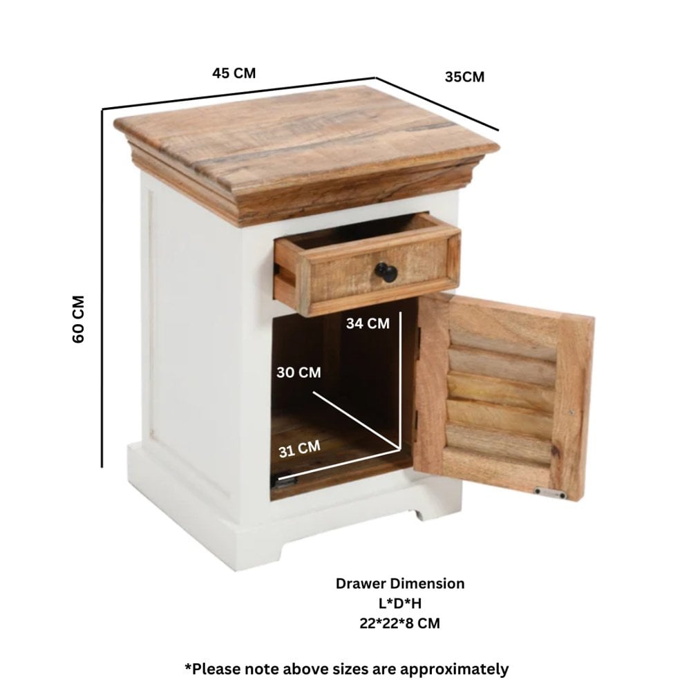 Alfie Solid Mango Wood Bedside Cabinet 1 Darwer + Door