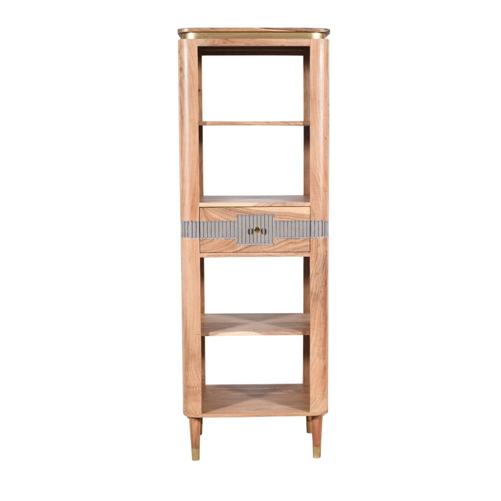 Wilton Acacia Wood 1 Drawers Slim Bookcase