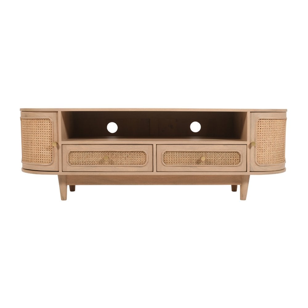 Valencia Cane & Mango Wood 2 Drawers And 2 Door Tv Cabinet