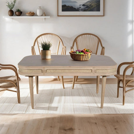 Valencia Cane & Mango Wood Dining Table 6 Seater