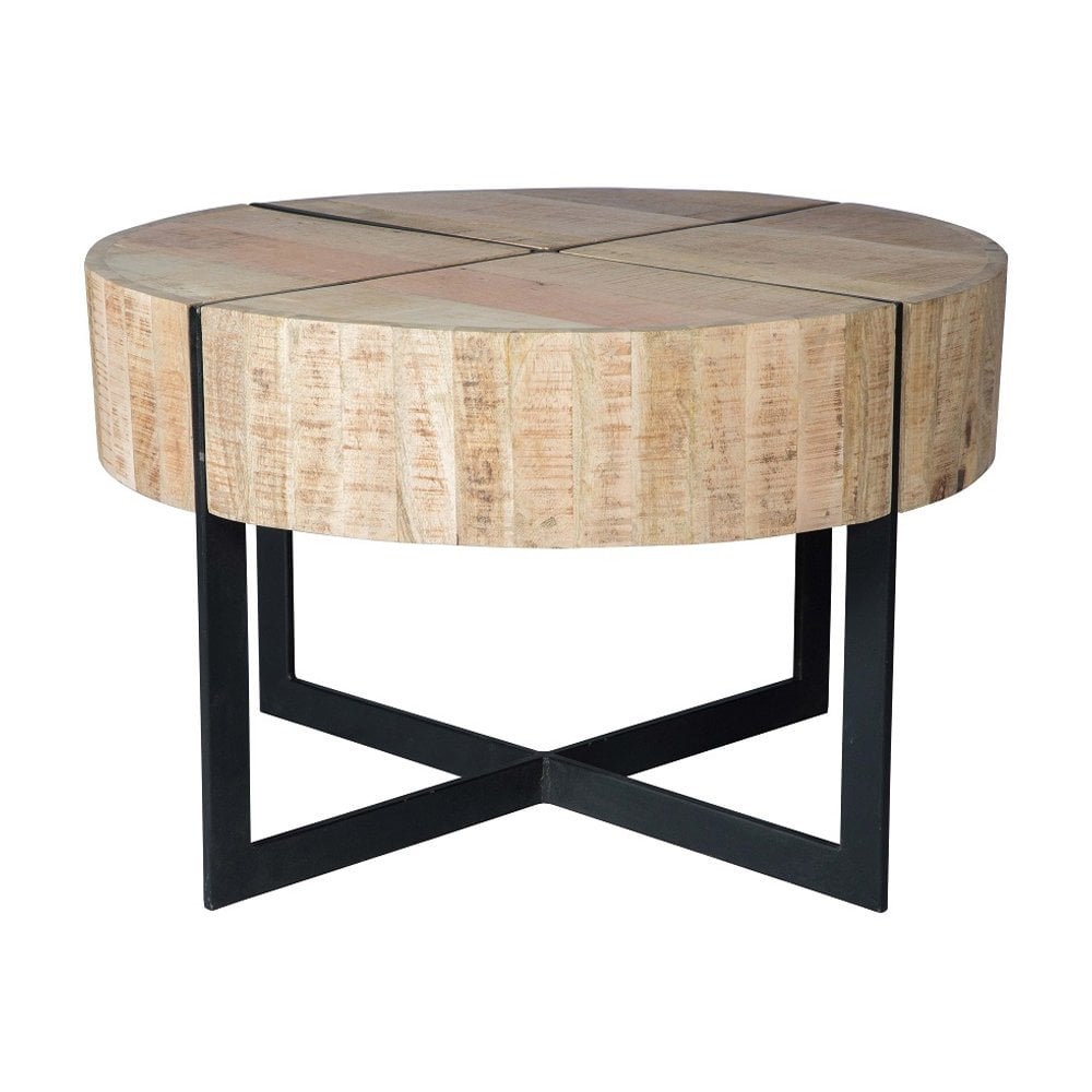 Iron-wooden Round Coffee Table