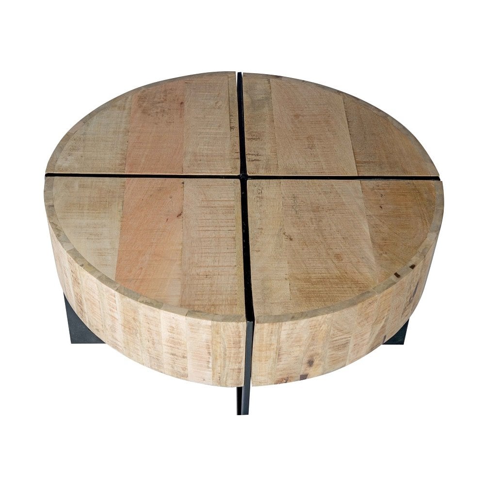 Iron-wooden Round Coffee Table