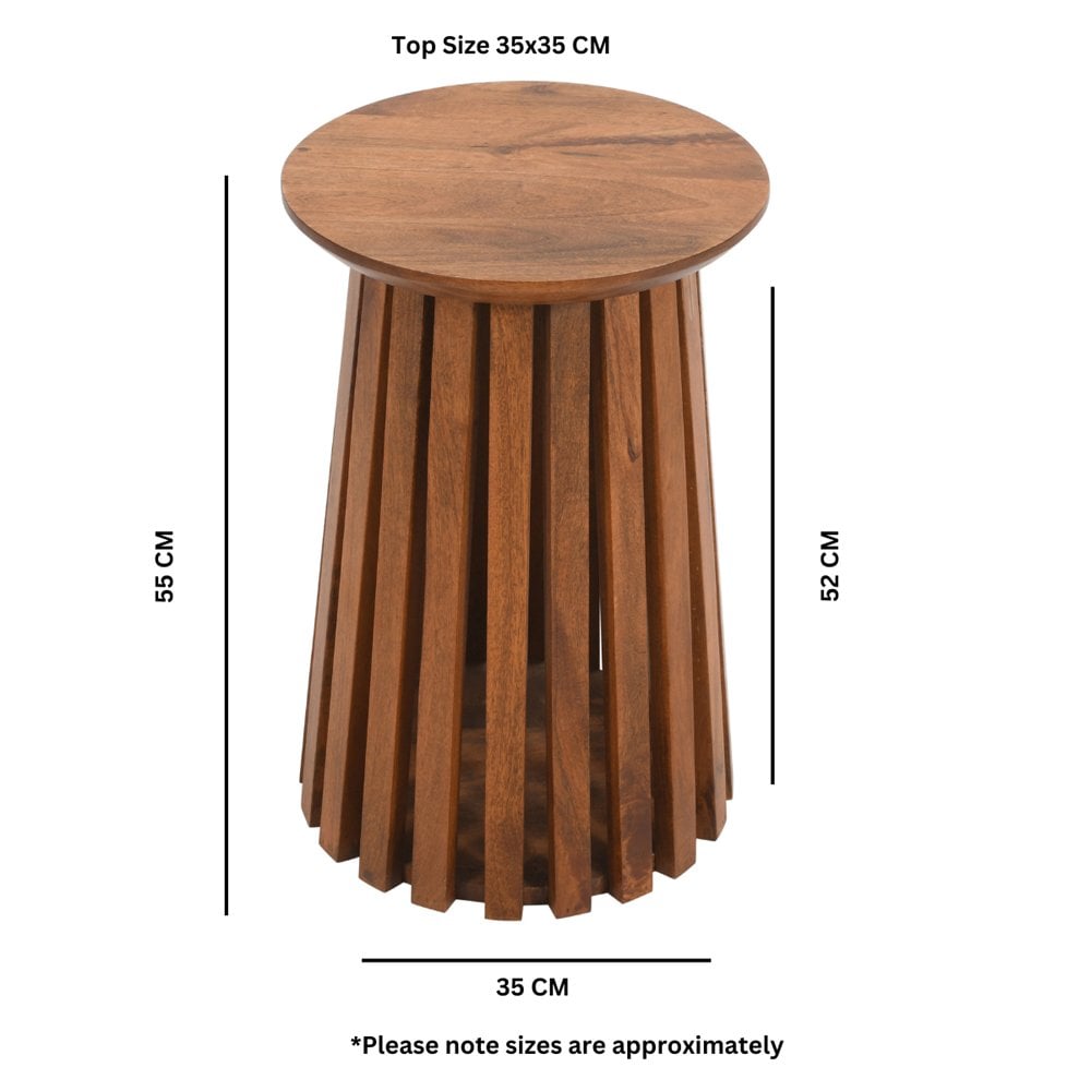 Slatted Mango Wood Side Table