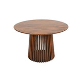 Slatted Mango Wood Round Dining Table 4 To 6 Seater