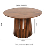 Slatted Mango Wood Round Dining Table 4 To 6 Seater