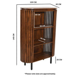 Slatted Mango Wood Bookcase- Medium High