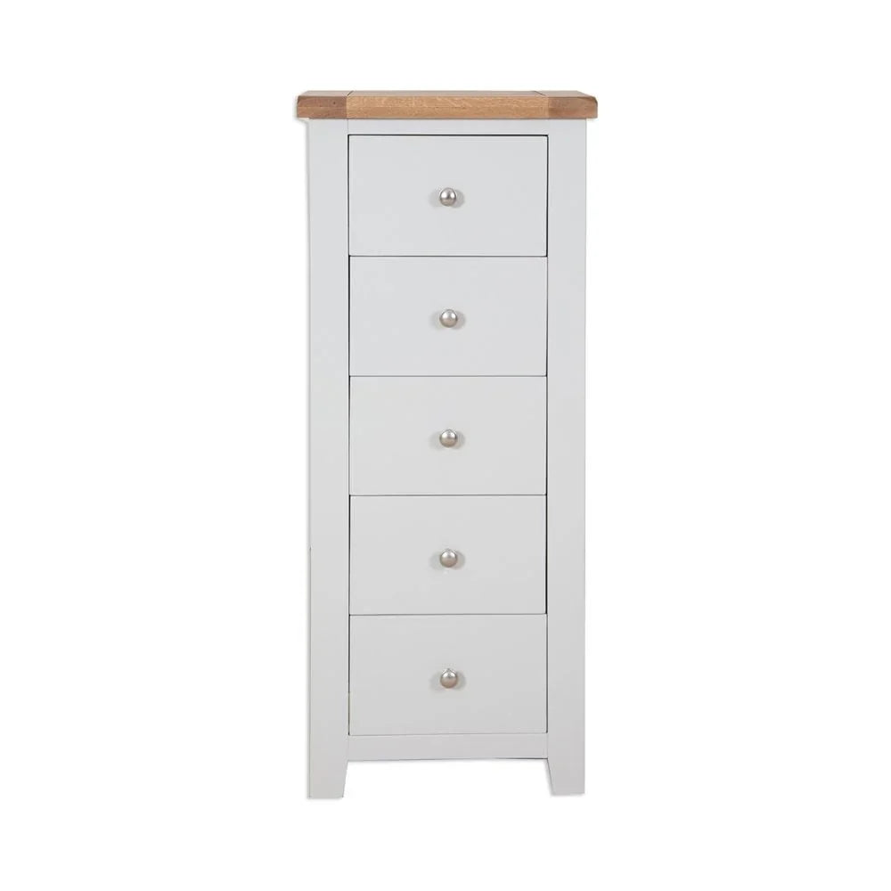 Melbourne French Grey Bedroom 5 Drawer Tall Chest