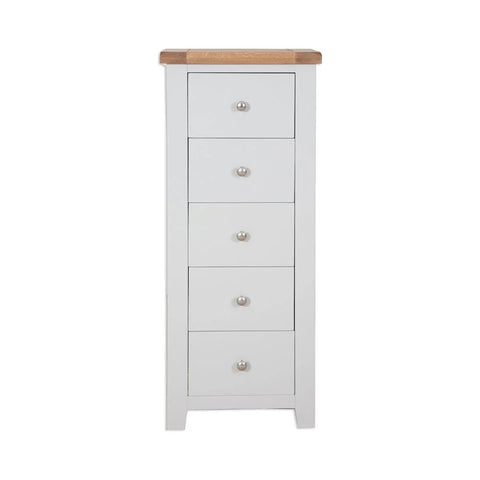 Melbourne French Grey Bedroom 5 Drawer Tall Chest
