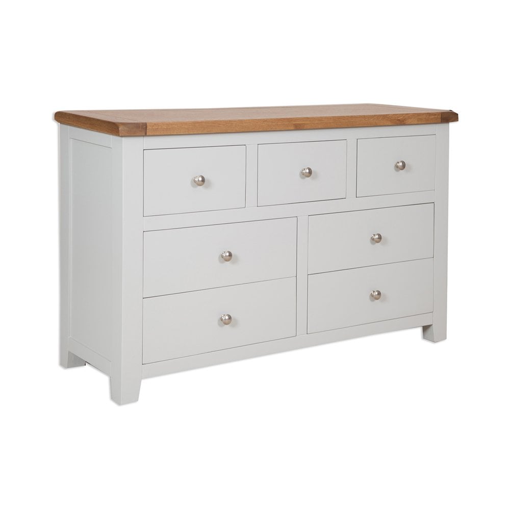 Melbourne French Grey Bedroom 7 Drawer Wide Chest