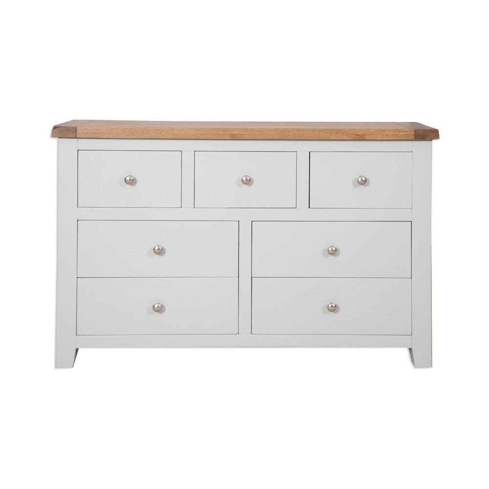 Melbourne French Grey Bedroom 7 Drawer Wide Chest
