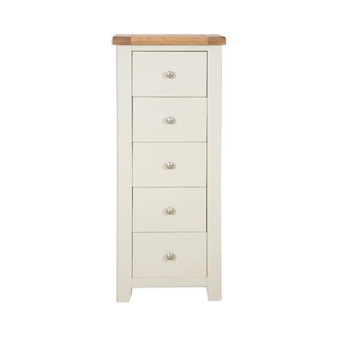 Melbourne Ivory Bedroom  5 Drawer Tall Chest