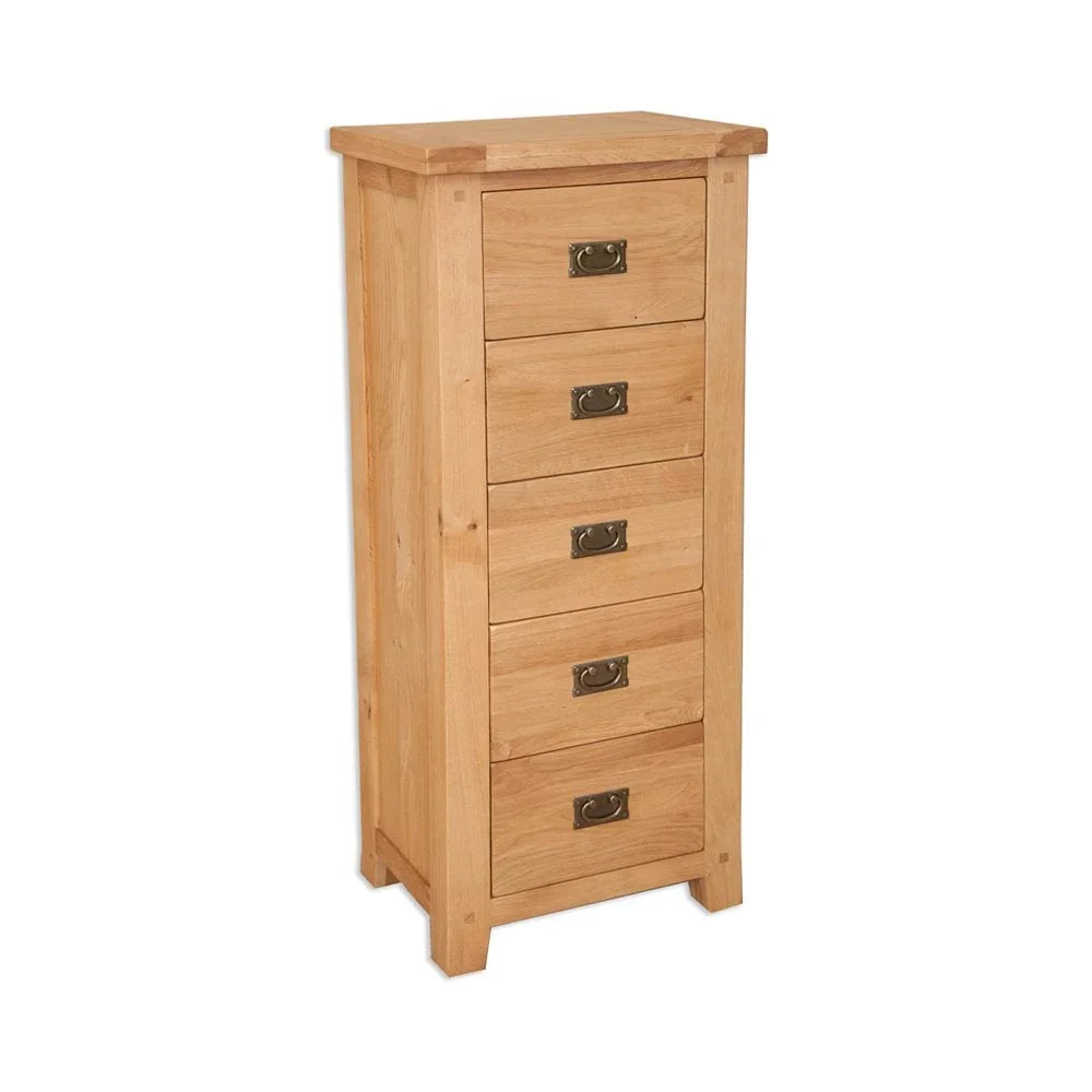 Melbourne Natural Bedroom 5 Drawer Tall Chest