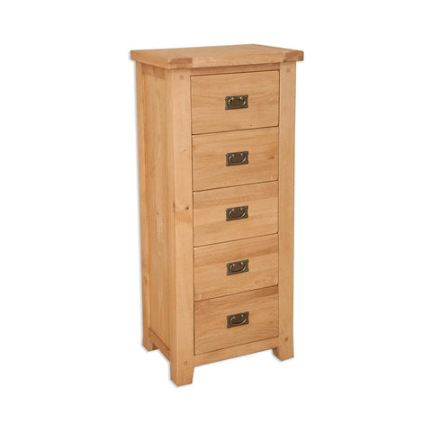 Melbourne Natural Bedroom 5 Drawer Tall Chest