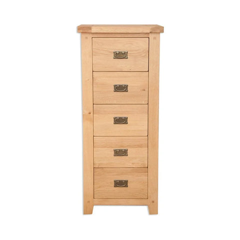 Melbourne Natural Bedroom 5 Drawer Tall Chest