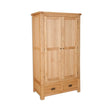 Oak wardrobe with double panel doors and two lower drawers