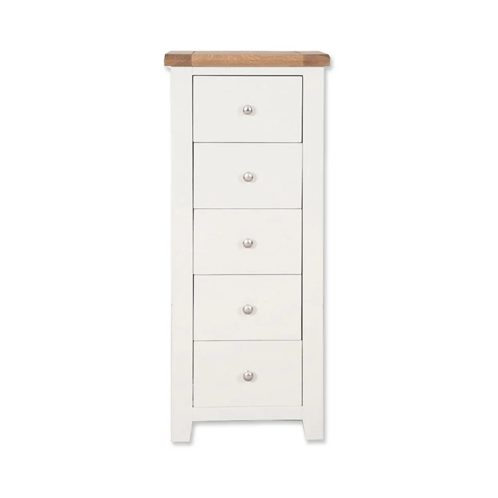 Melbourne White Bedroom 5 Drawer Tall Chest