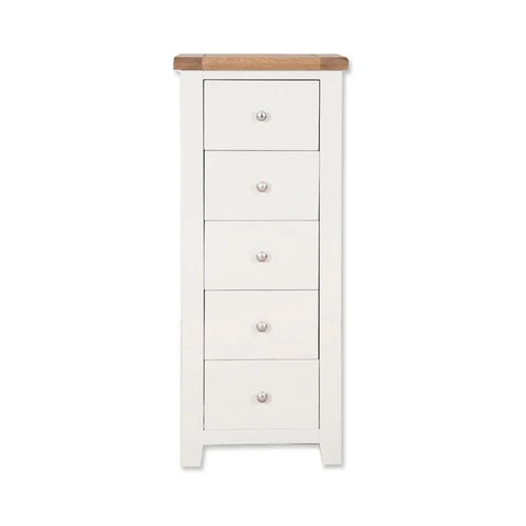 Melbourne White Bedroom 5 Drawer Tall Chest