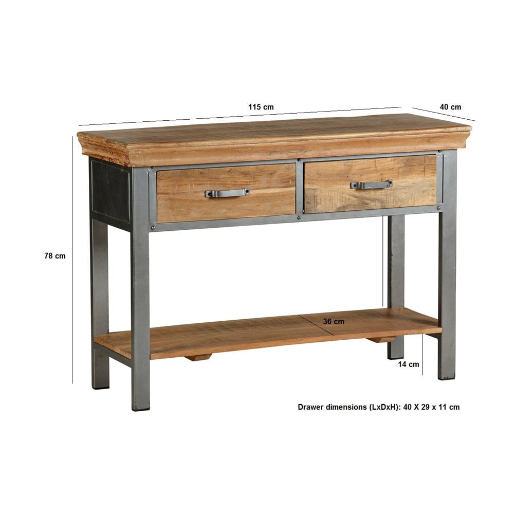 Metropolis Industrial 2 Drawer Console Table