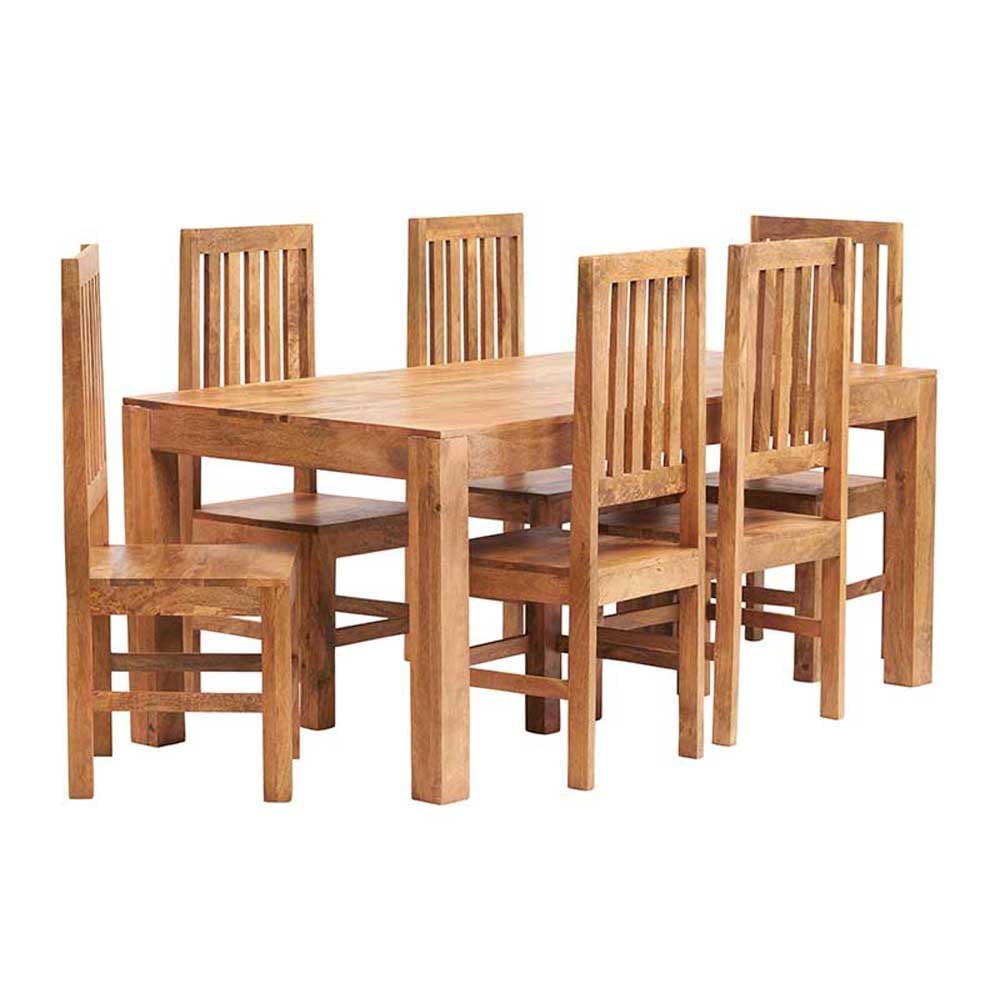 Toko Light Mango Dining Set With Wooden Chairs
