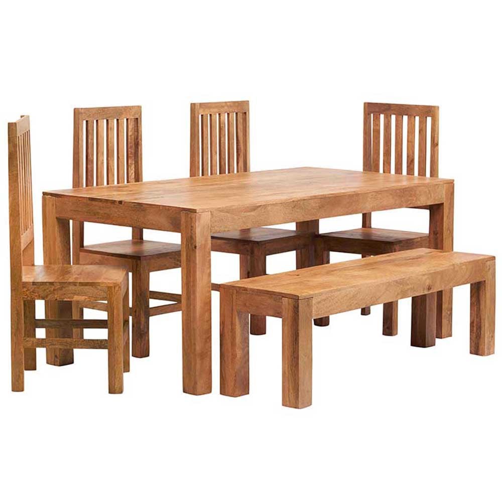 Toko Light Mango Dining Set With Wooden Chairs