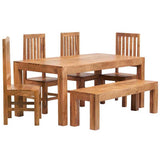 Toko Light Mango Dining Set With Wooden Chairs