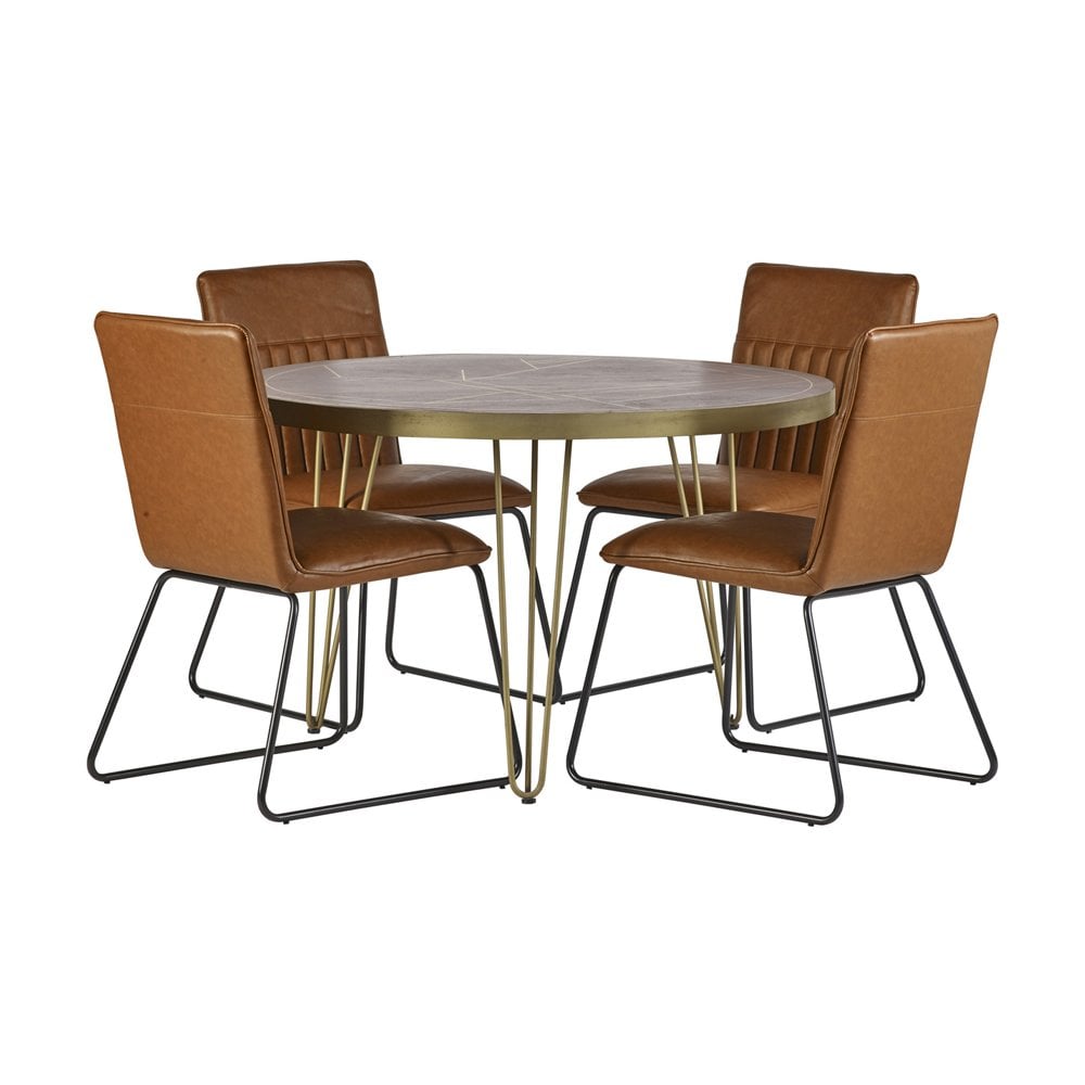 Dark Gold Round Dining Table